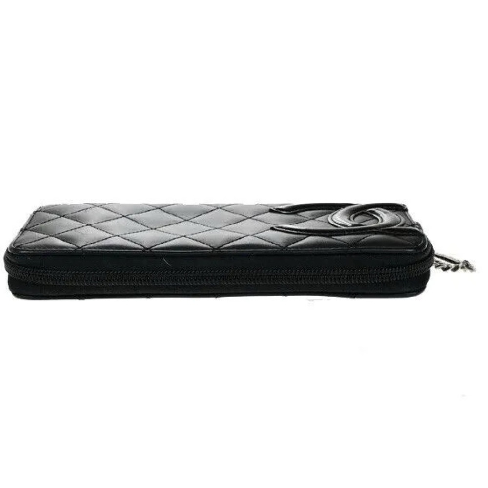 Auth New Chanel Cambon Y2K Zip Wallet +Box +Card Quilted Black Lambskin - Picture 9 of 14
